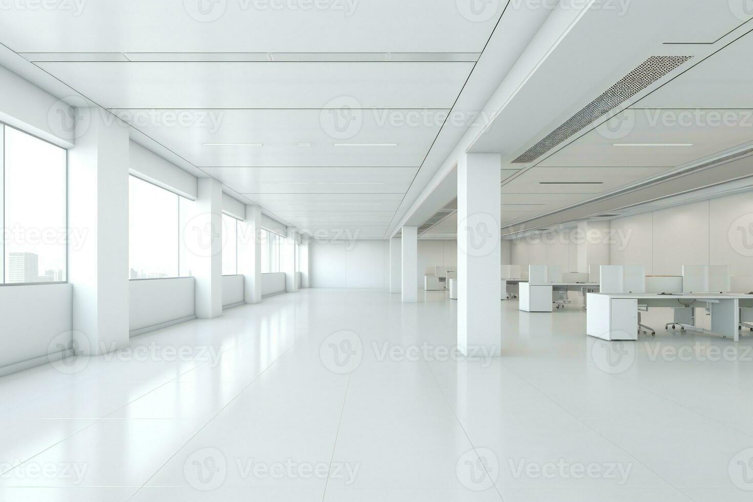 empty office space with white walls and floor AI Generative photo