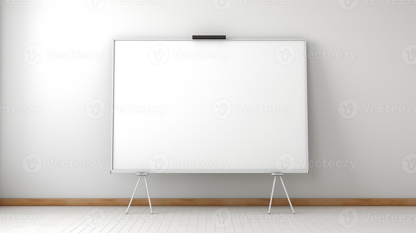 white board in empty room with wooden floor AI Generative photo