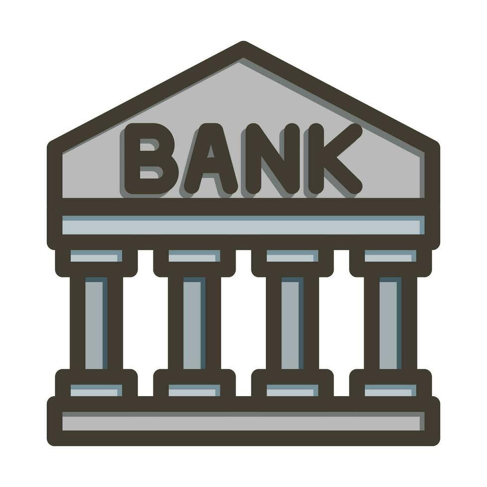 Bank Vector Thick Line Filled Colors Icon For Personal And Commercial Use.