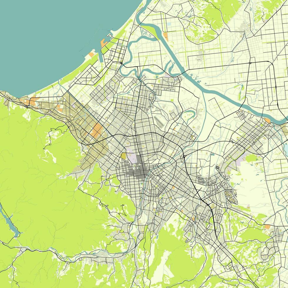 mapa de sapporo, Hokkaidō, Japón vector