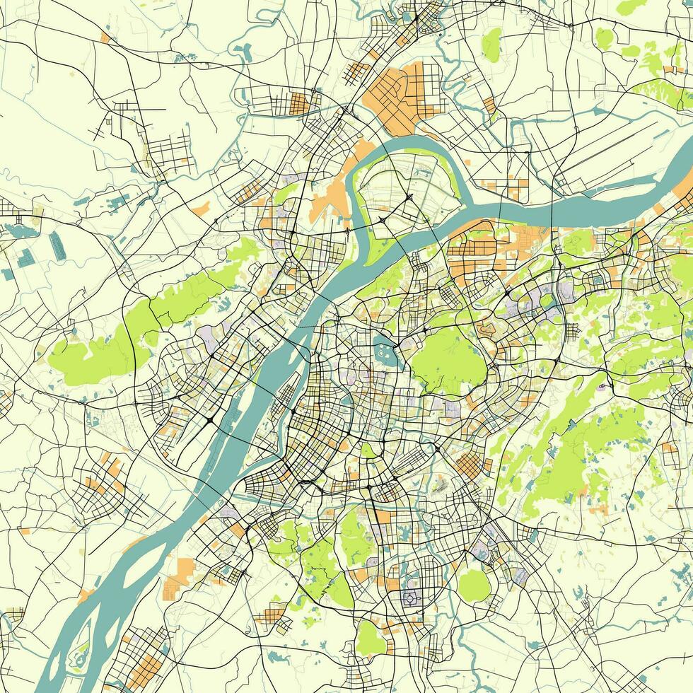 mapa de nanjing, jiangsu, China vector