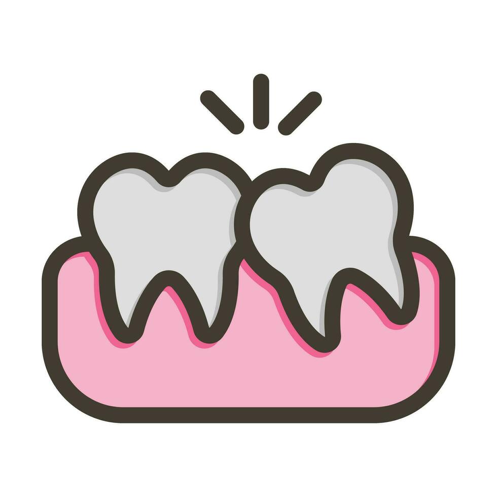 Wisdom Tooth Vector Thick Line Filled Colors Icon For Personal And Commercial Use.