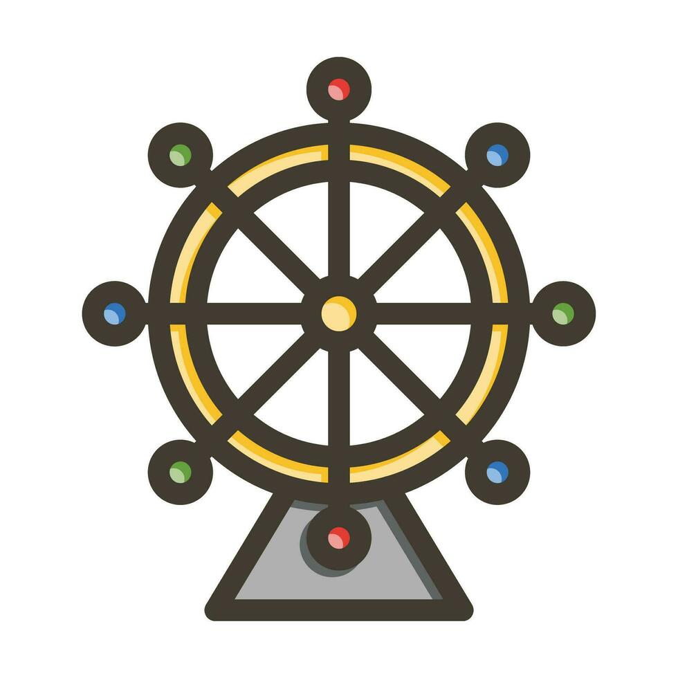 Ferris Wheel Vector Thick Line Filled Colors Icon For Personal And Commercial Use.