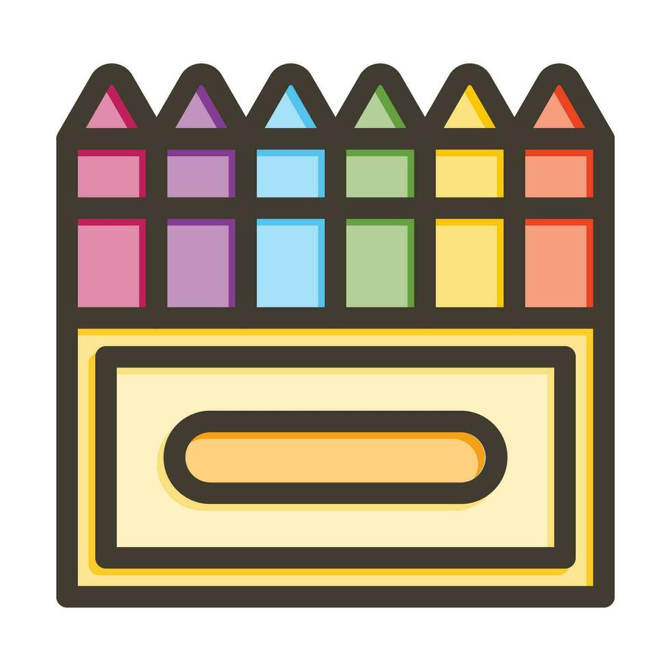 Crayons Vector Thick Line Filled Colors Icon For Personal And Commercial Use.