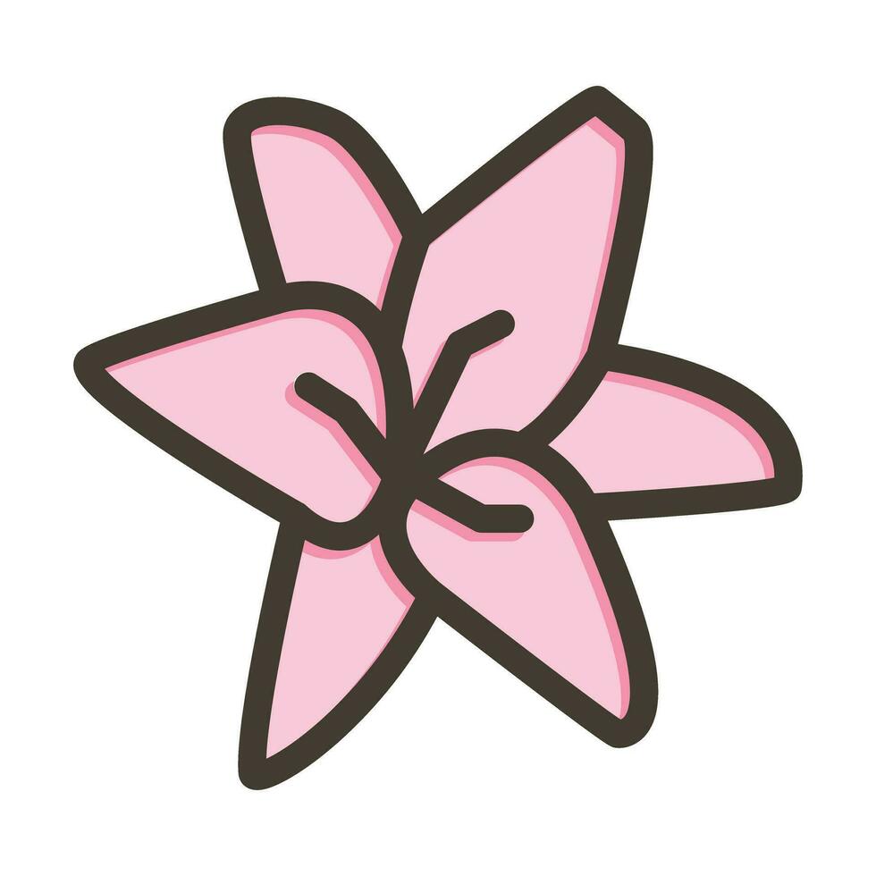 Lily Vector Thick Line Filled Colors Icon For Personal And Commercial Use.