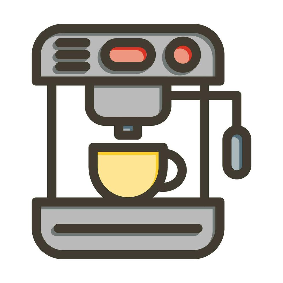 Coffe Maker Vector Thick Line Filled Colors Icon For Personal And Commercial Use.