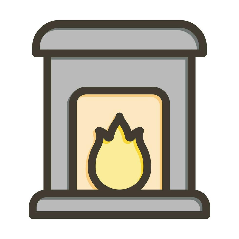 Fireplace Vector Thick Line Filled Colors Icon For Personal And Commercial Use.