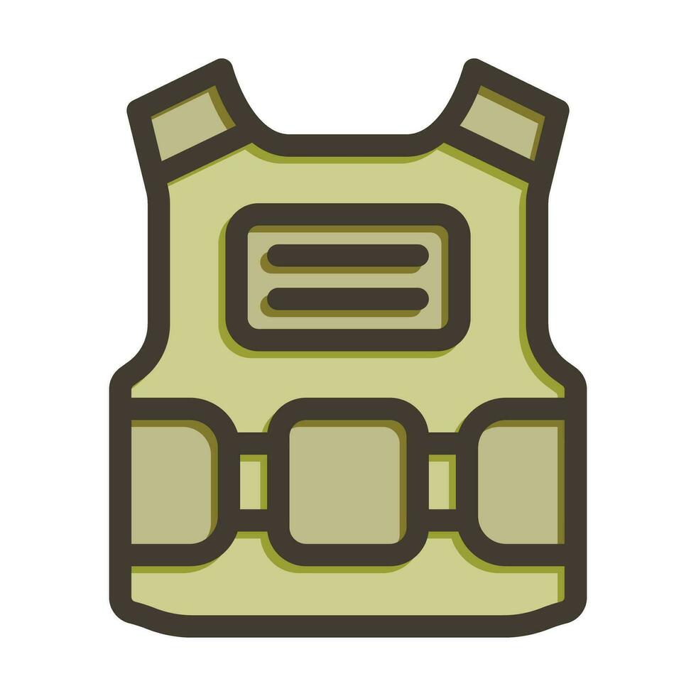 Bullet Proof Vest Vector Thick Line Filled Colors Icon For Personal And Commercial Use.