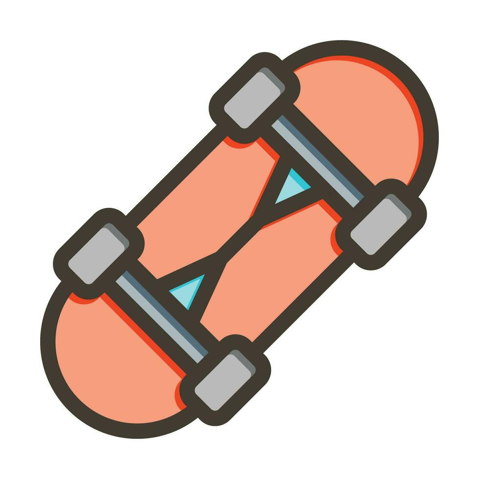 Skateboard Vector Thick Line Filled Colors Icon For Personal And Commercial Use.
