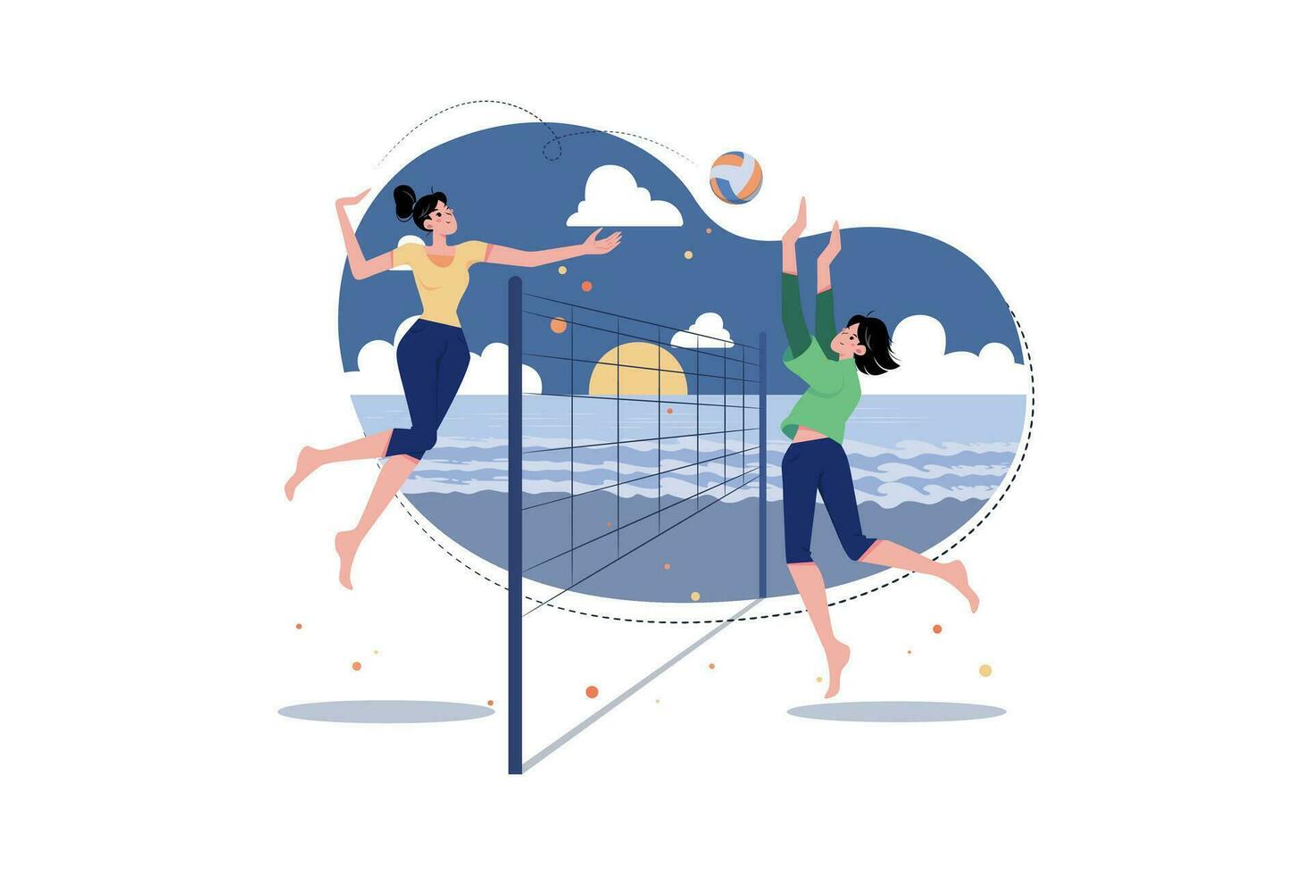 Volley Ballplayers Playing Volleyball On The Ground vector