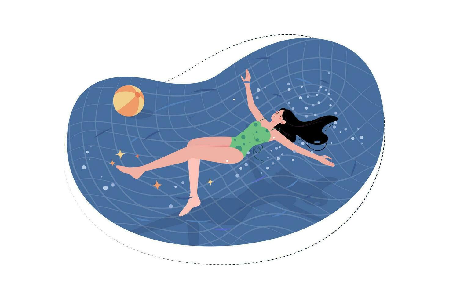 Young Women Swimming At The Swimming Pool vector