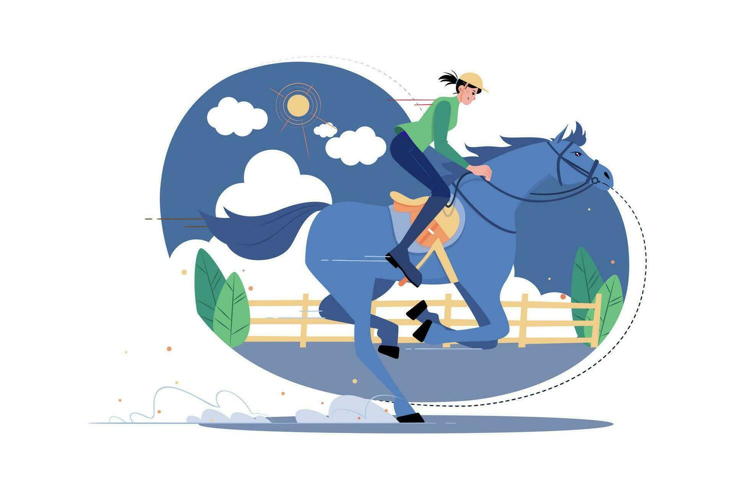 Women Riding A Horse In A Horse Huddle Race vector