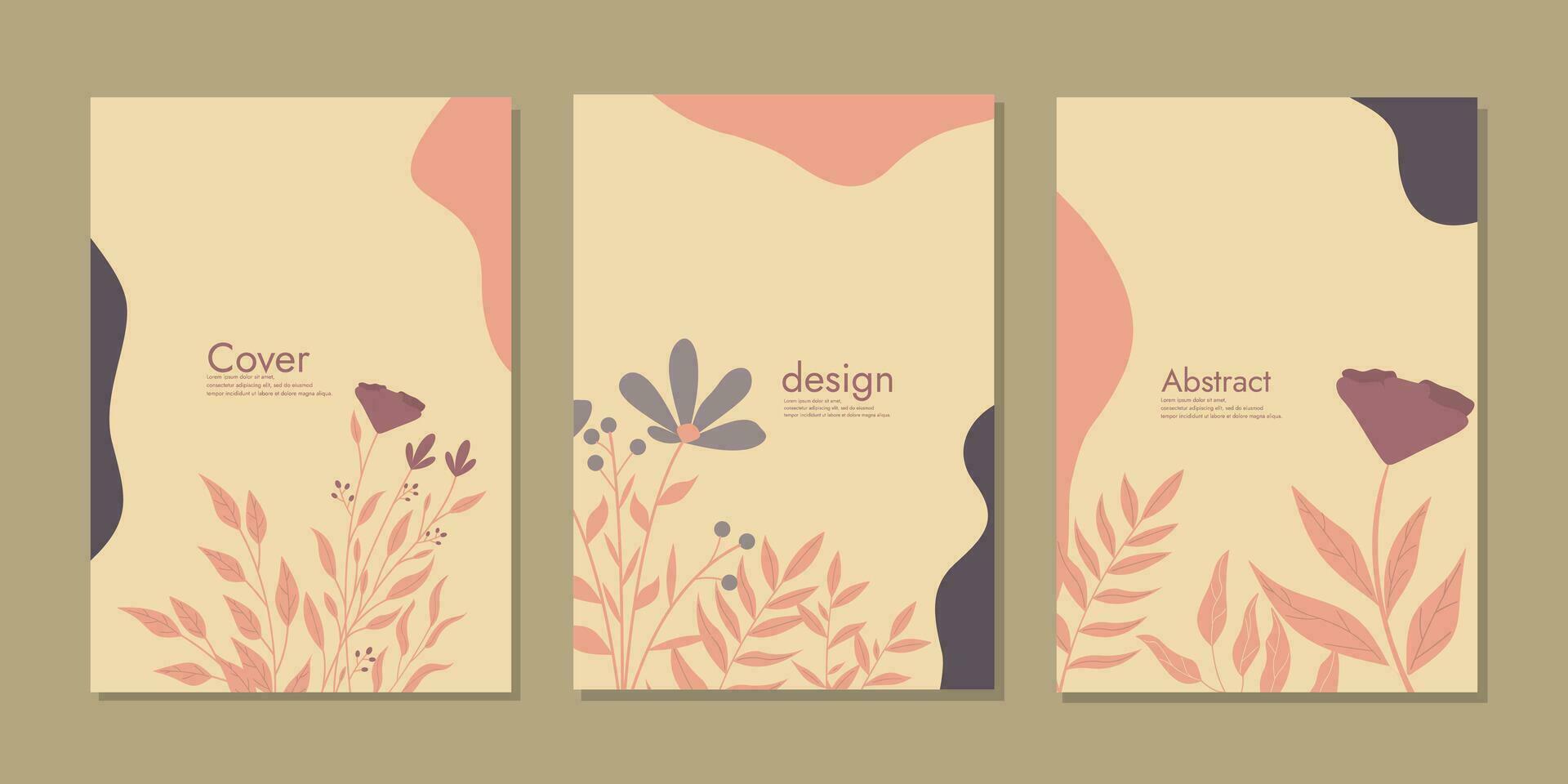 cubrir página cuaderno recopilación. plantillas con mano dibujado floral decoraciones vector diseños para diario, libros, catálogos, revistas, diarios, planificadores y volantes