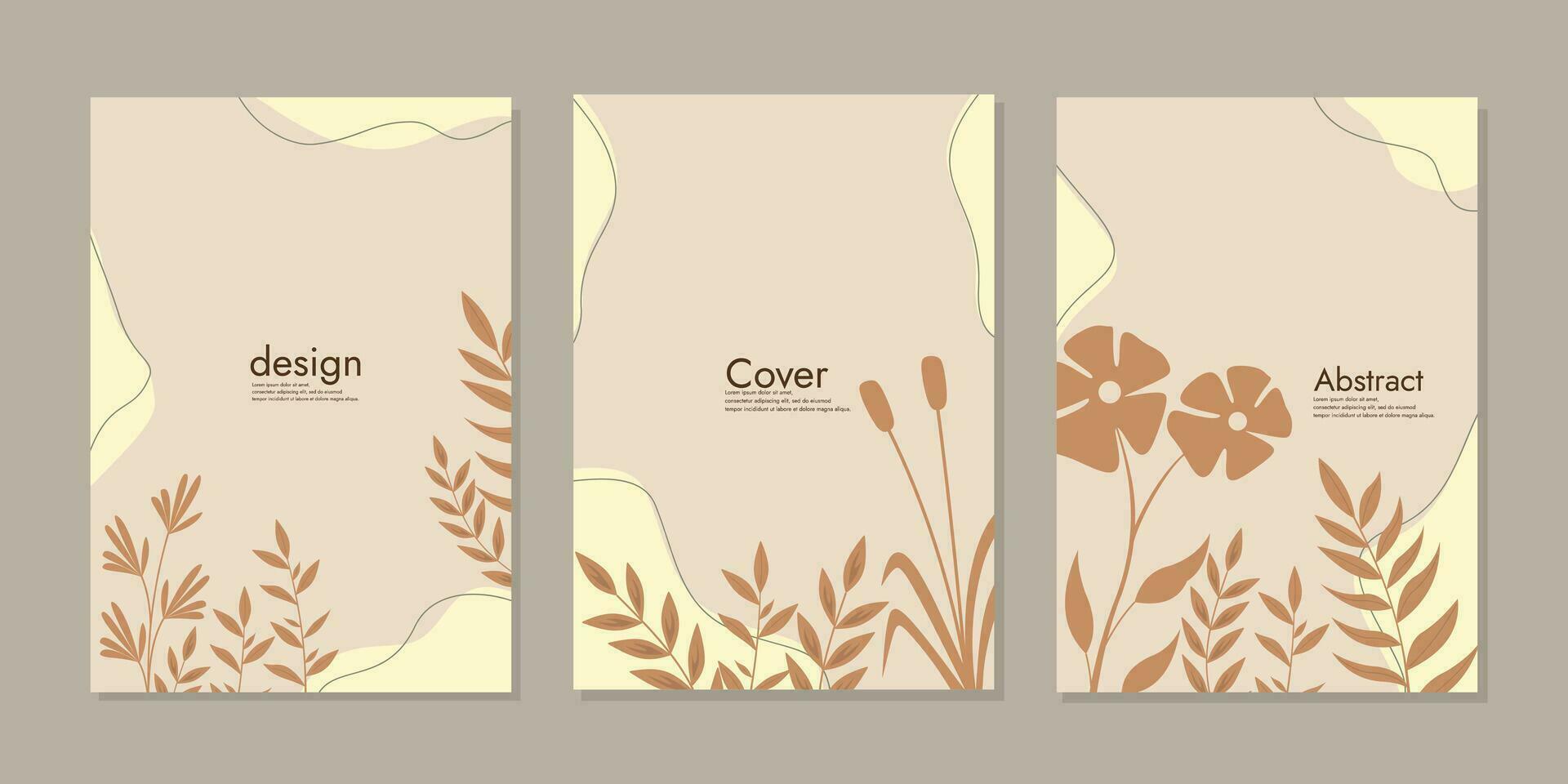 abstract book cover mockup layout design with hand drawn floral decorations. size A4 For notebooks, planners, brochures, books, catalogs. vector