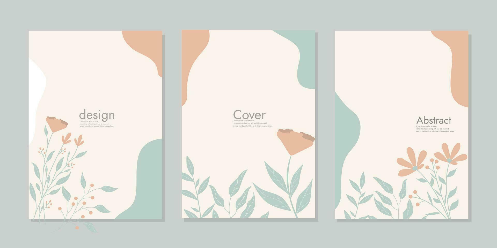 abstract book cover mockup layout design with hand drawn floral decorations. size A4 For notebooks, planners, brochures, books, catalogs. vector