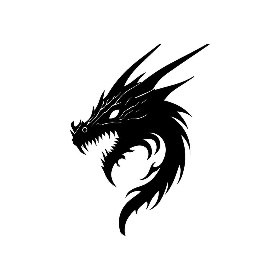 silhouette of dragon head for icon vector
