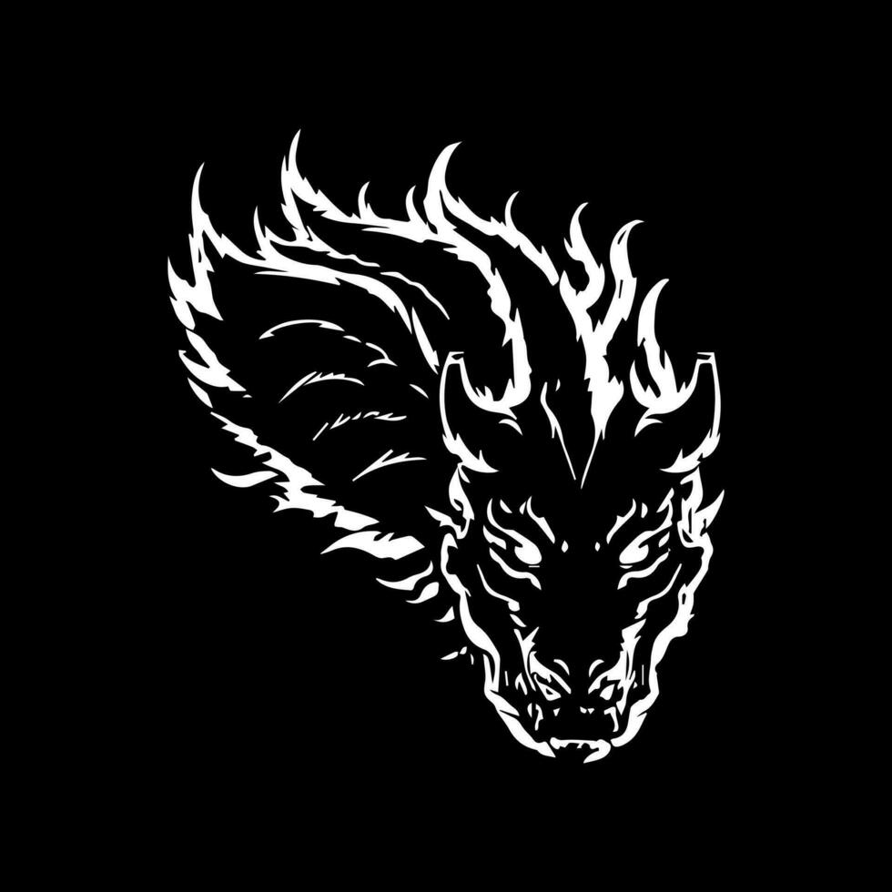 silhouette of dragon head for icon vector