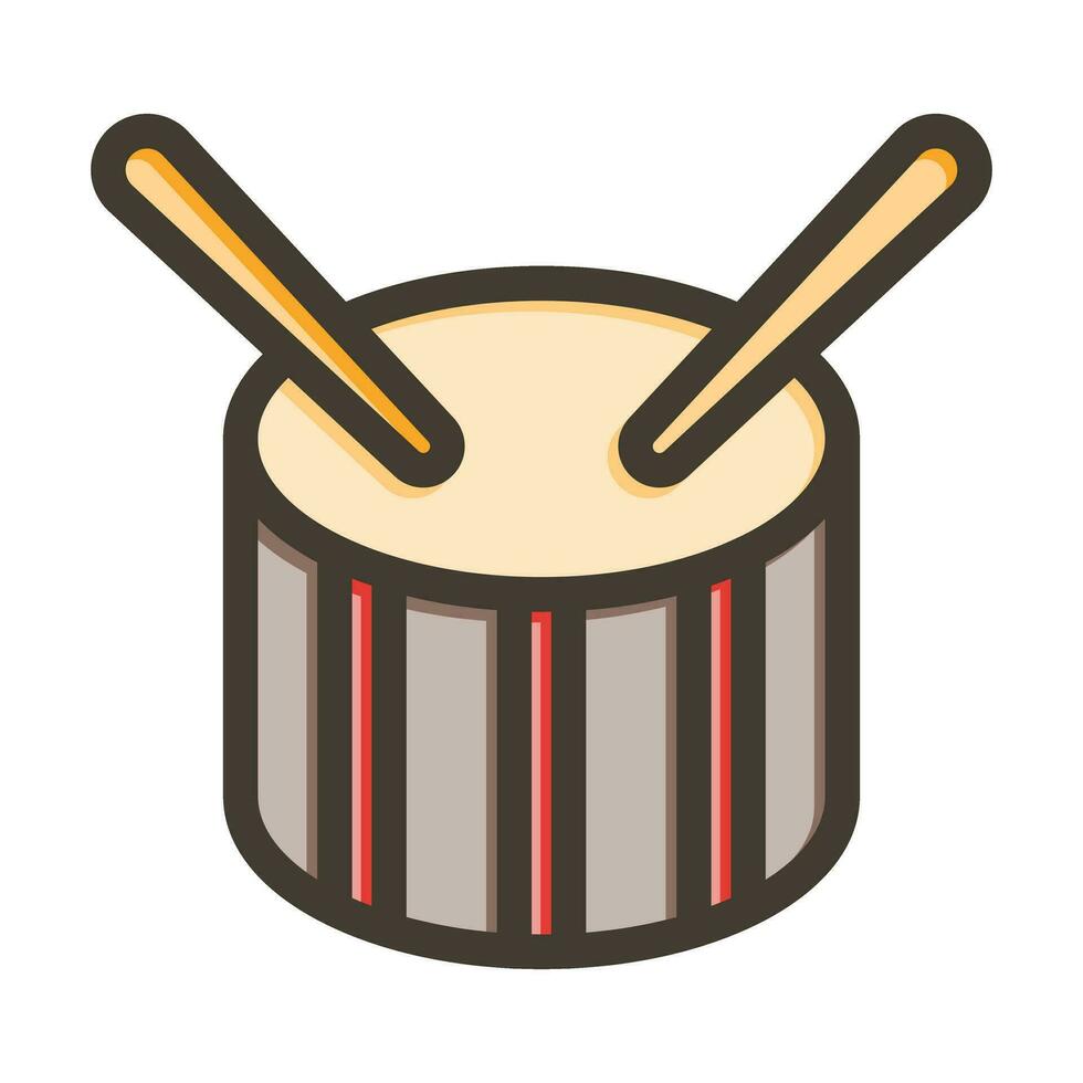 Drum Vector Thick Line Filled Colors Icon For Personal And Commercial Use.