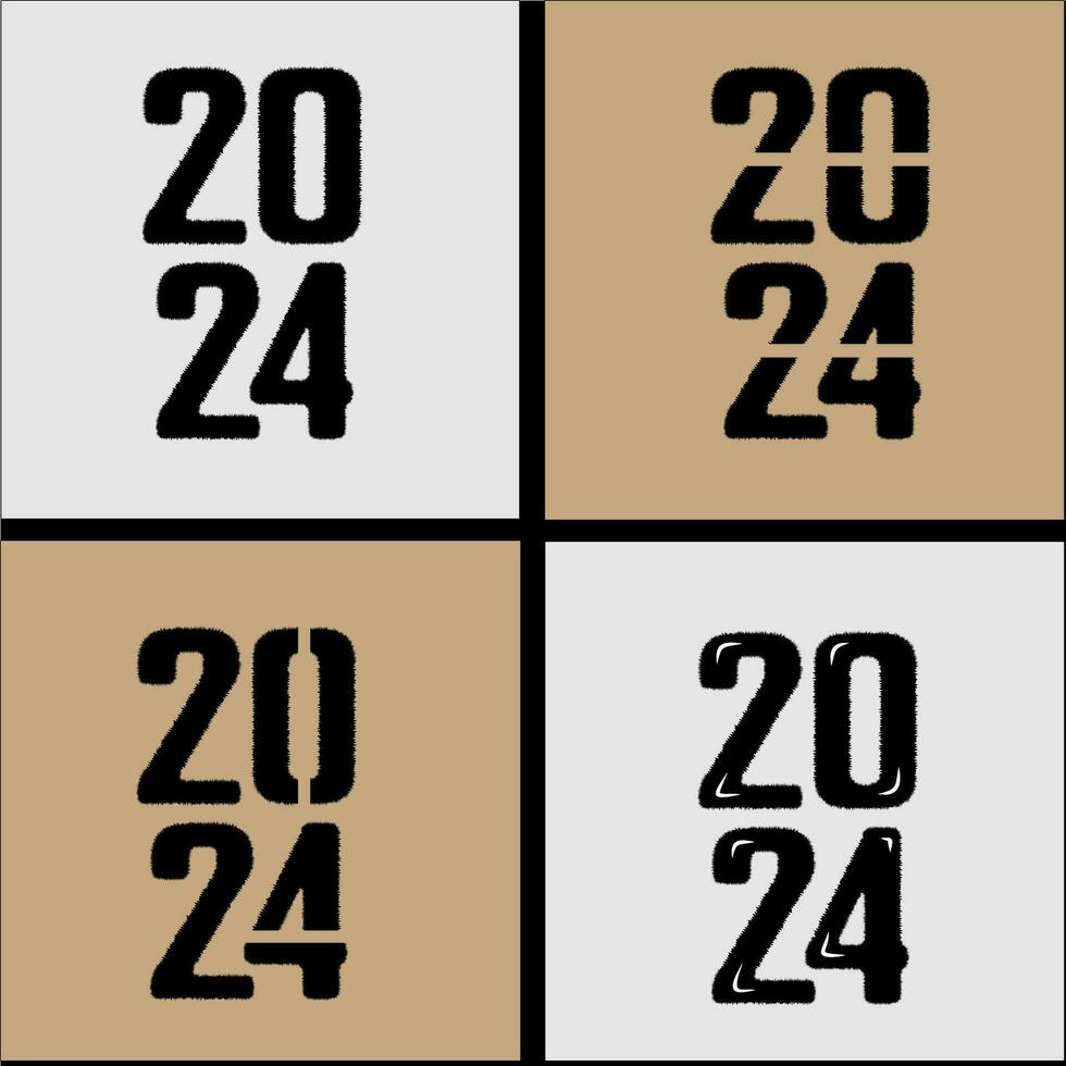 2024 Happy New Year Logo Text Design Set of 2024 Number Design Template vector