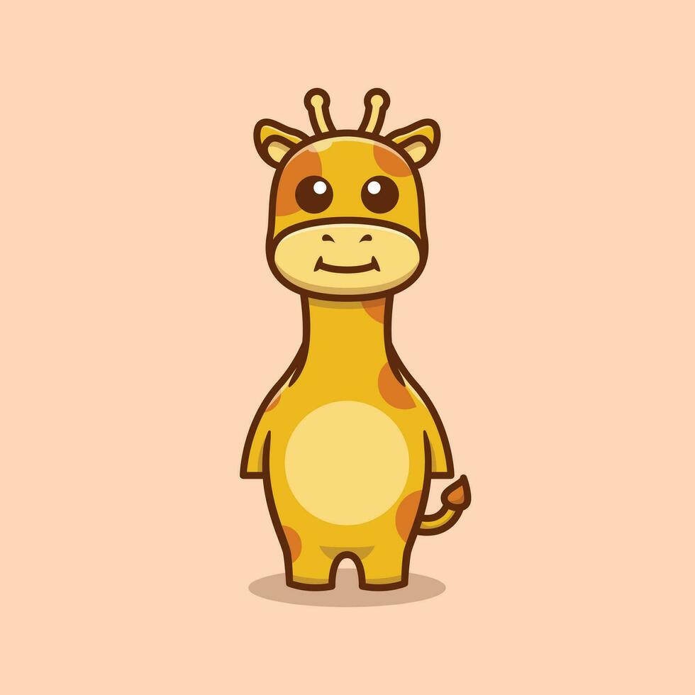 linda jirafa personaje dibujos animados vector ilustración.