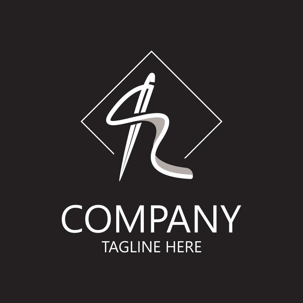 Needle and thread Sewing logo outline combination Line flat design template Simple icons. Concept taylor illustration vector