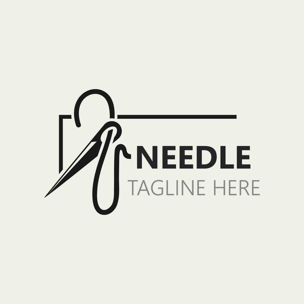 Needle and thread Sewing logo outline combination Line flat design template Simple icons. Concept taylor illustration vector