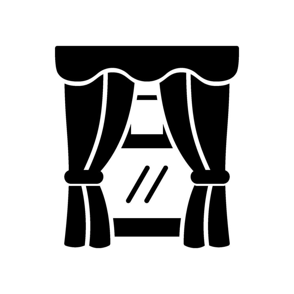 Curtain icon to close and give privacy to the window vector