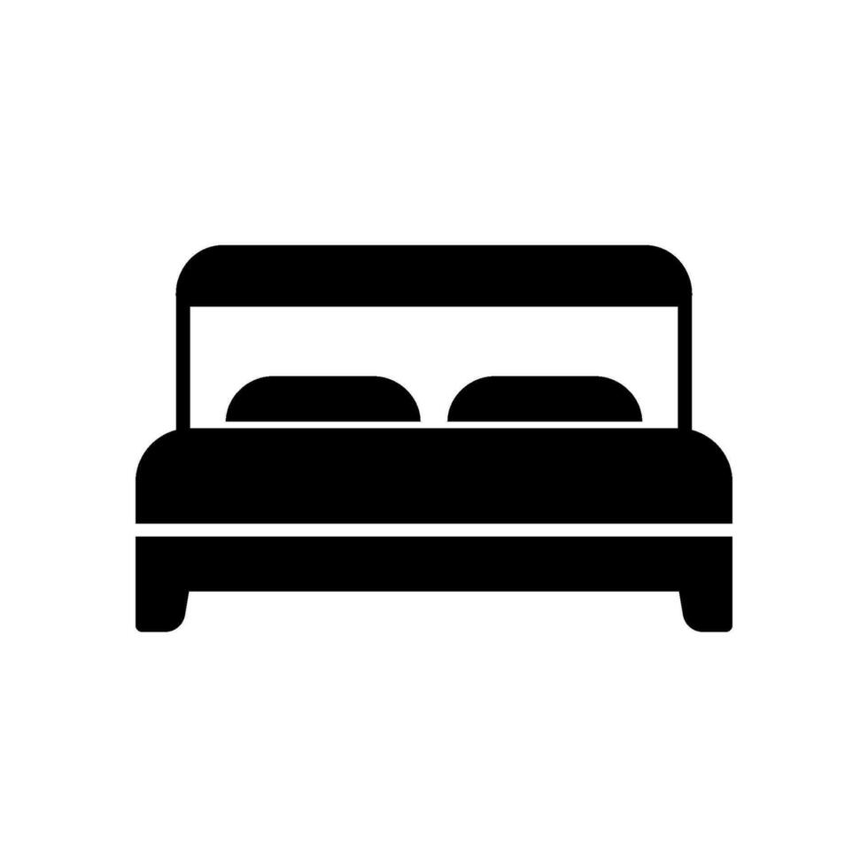 Icon of a bed for rest and a pair of pillows vector