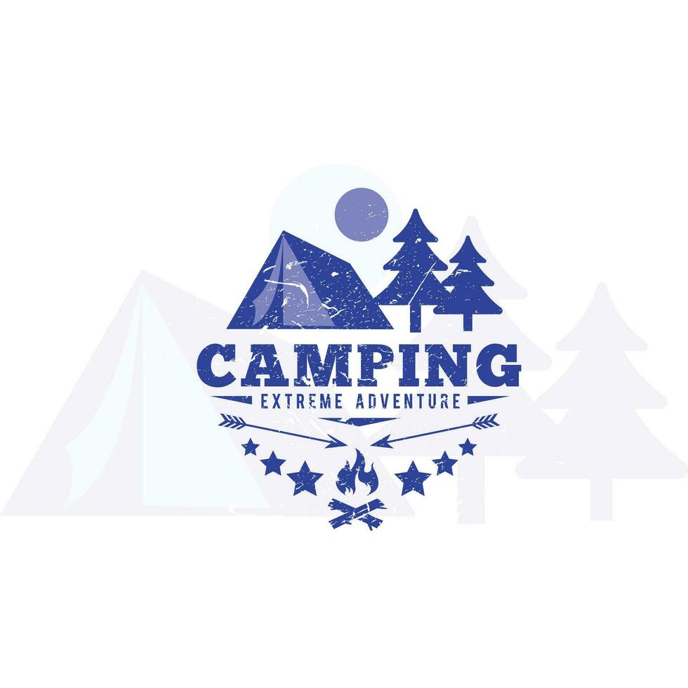 Set of vintage camping and outdoor adventure emblems, logos and badges. Camp tent in forest or mountains. Camping equipment. Vector. vector