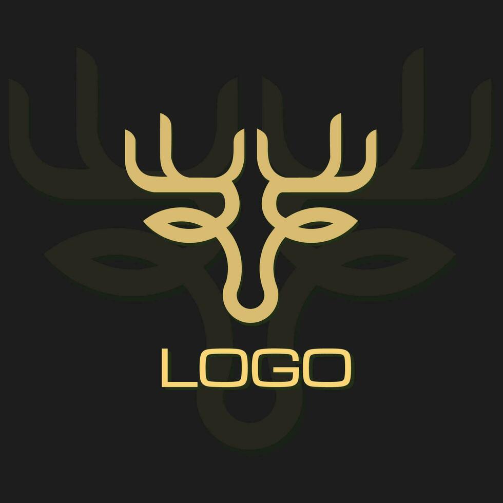 abstract deer head icon logo vector design, modern logo pictogram design of abstract outline reindeer or buck with stag