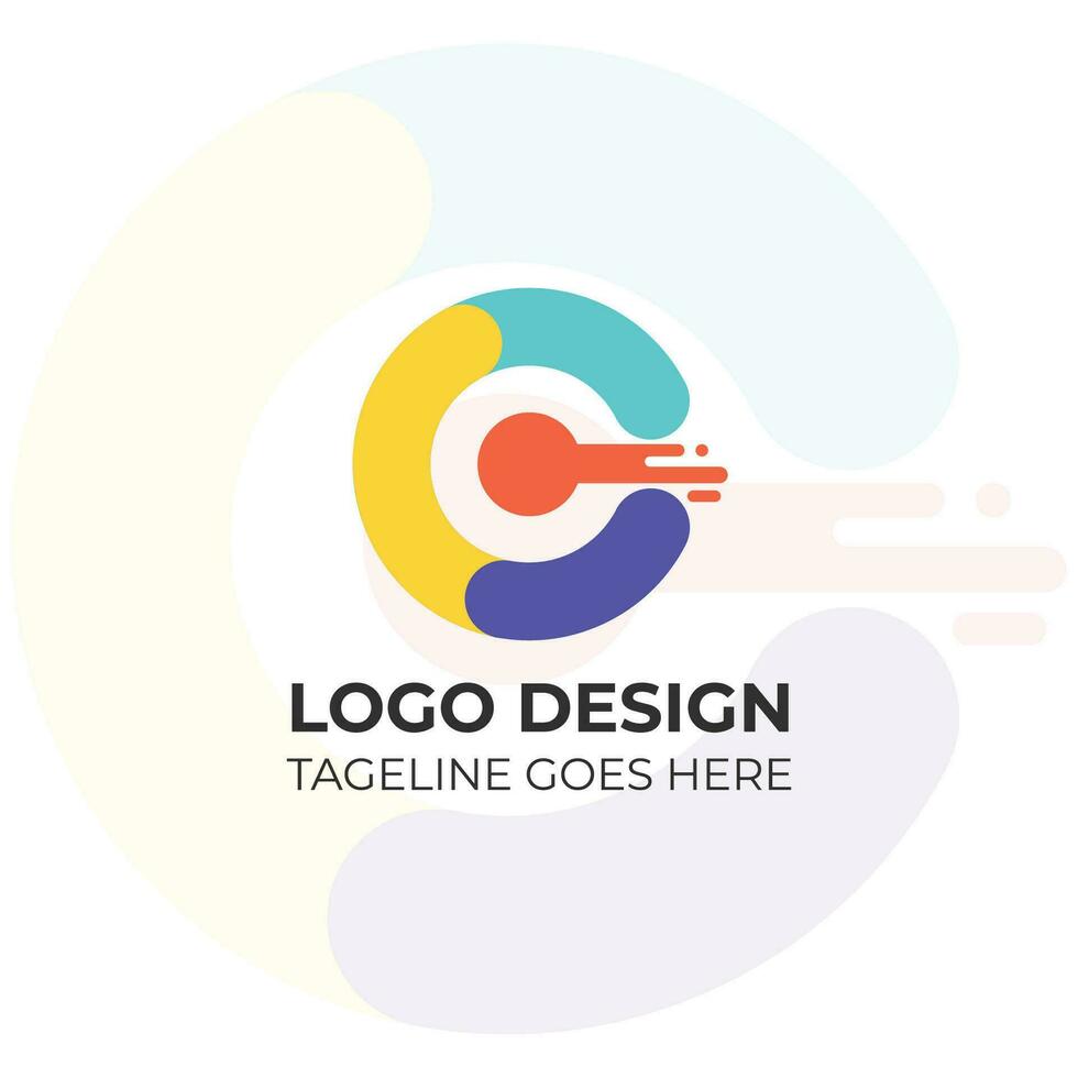 letra C verde color circular negocio logo vector