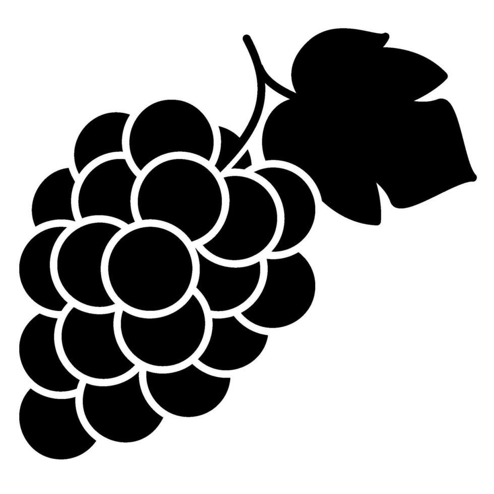 uvas icono con hoja vector