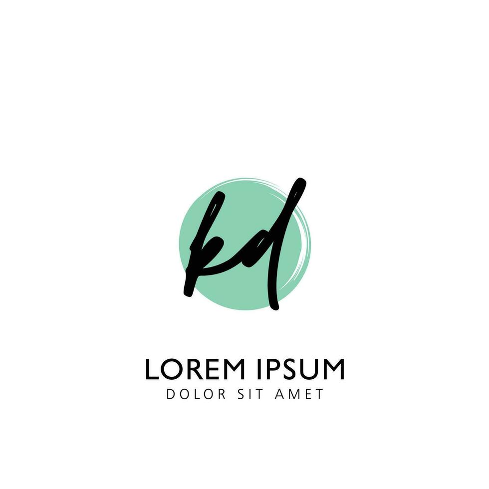 KD Initial Handwriting Circle Brush Template Design vector