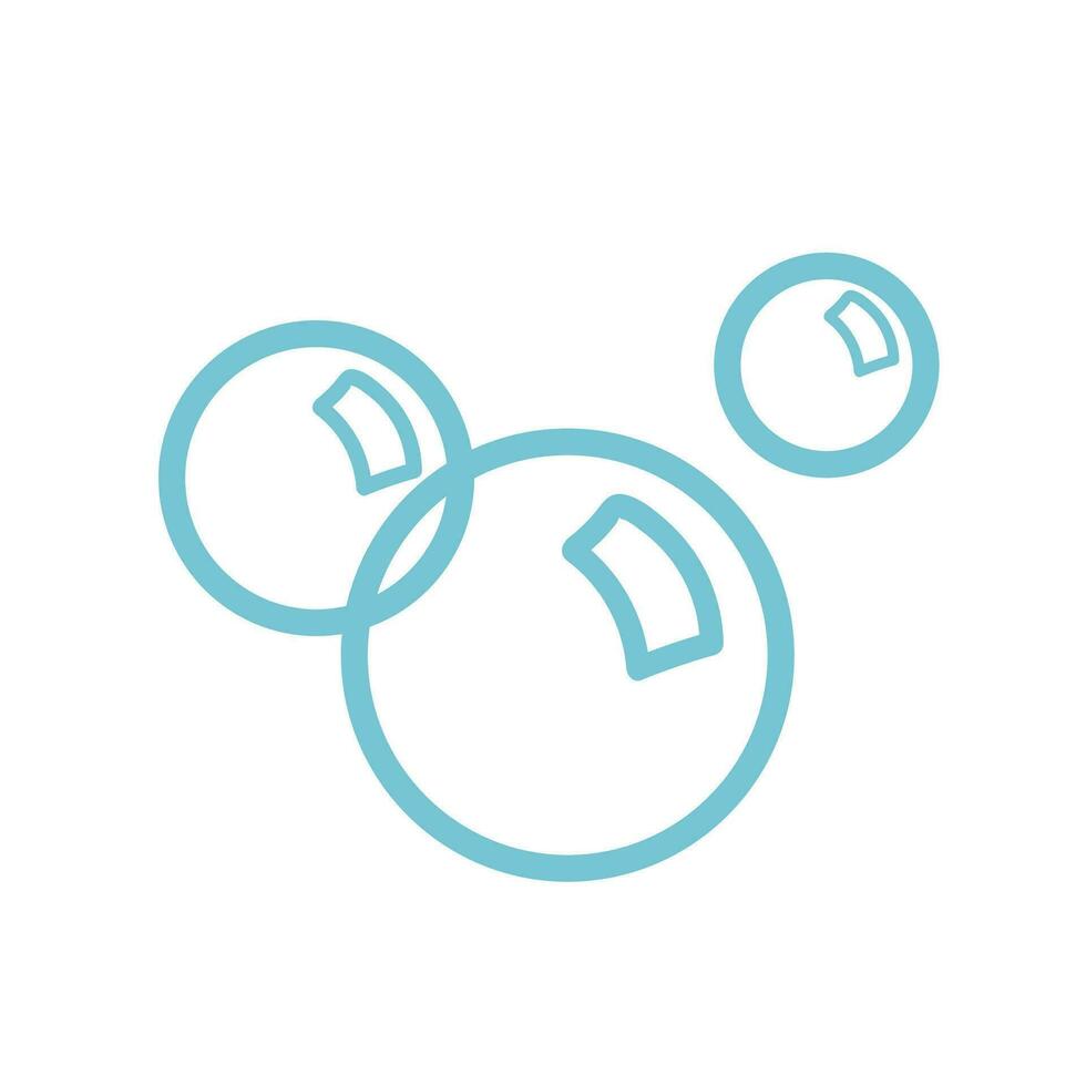 Bubbles vector outline blue icon. Soap foam