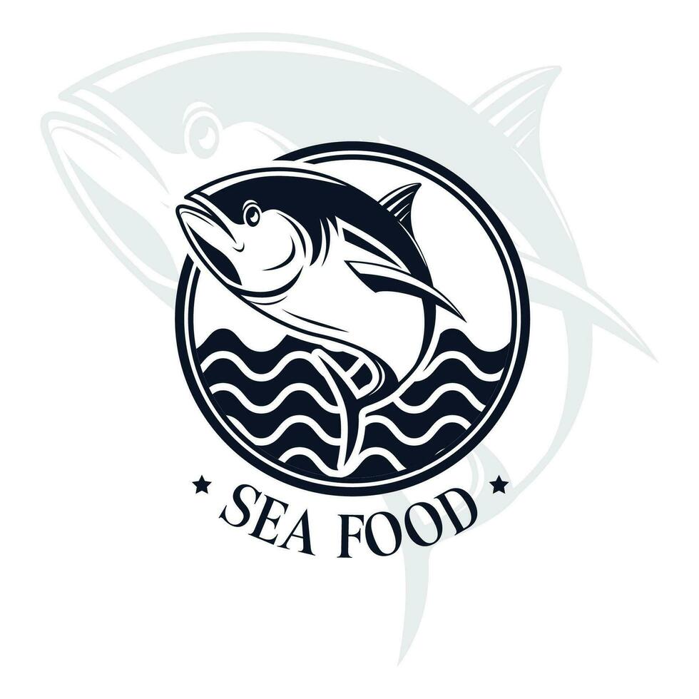 Fish logo with line design vector, restaurant logo , fish and circle vector