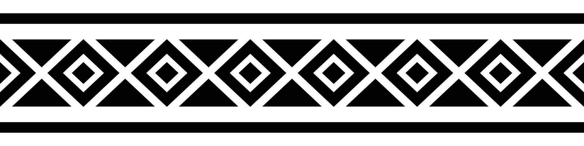 Black border. Aztec tribal seamless pattern in black and white. Abstract ethnic geometric art print design for textile template, fabric, rug, ornament, wallpaper, background, carpet. vector
