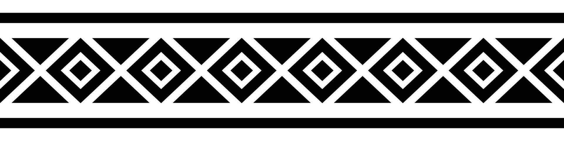 Black border. Aztec tribal seamless pattern in black and white. Abstract ethnic geometric art print design for textile template, fabric, rug, ornament, wallpaper, background, carpet. vector