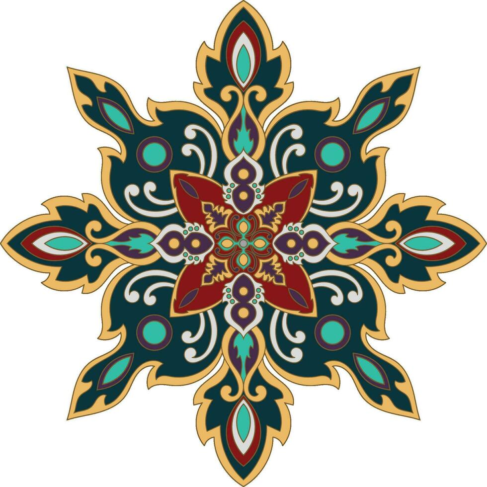 Components of the carpet, mandala pattern, abstract flowers ethnic hair vector