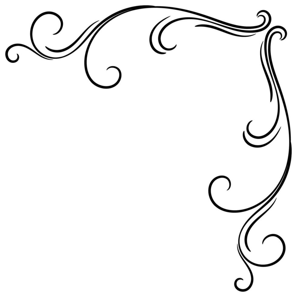 Delgado línea Clásico esquina. medieval período de el victoriano dinastía. lujoso negro monograma marco diseño elemento resumen icono colección flor sencillo símbolo vector