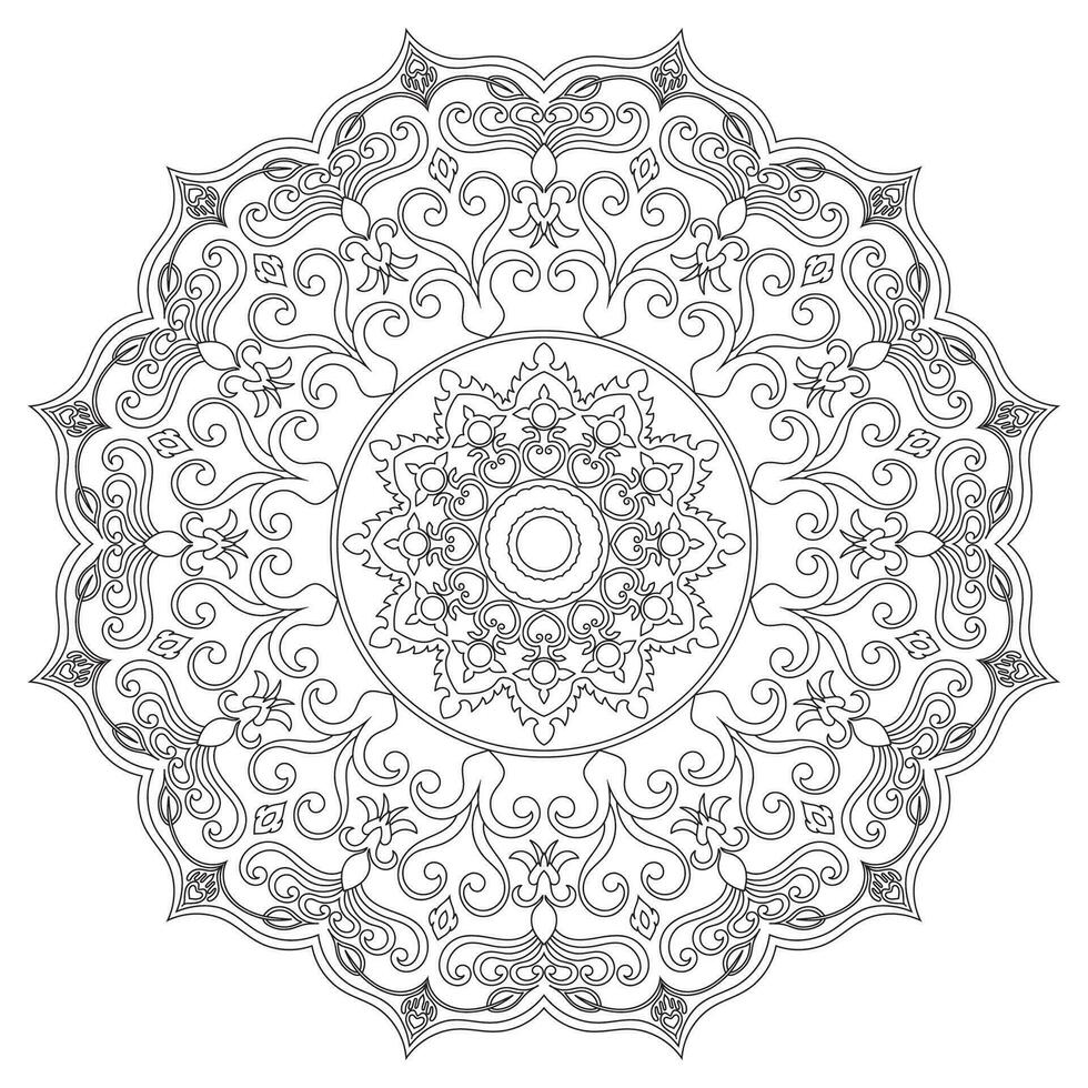 Flower Mandala. Vintage decorative elements. Oriental pattern, vector illustration. Islam, Arabic, Indian, moroccan,spain, turkish, pakistan, chinese, mystic, ottoman motifs. Coloring book page