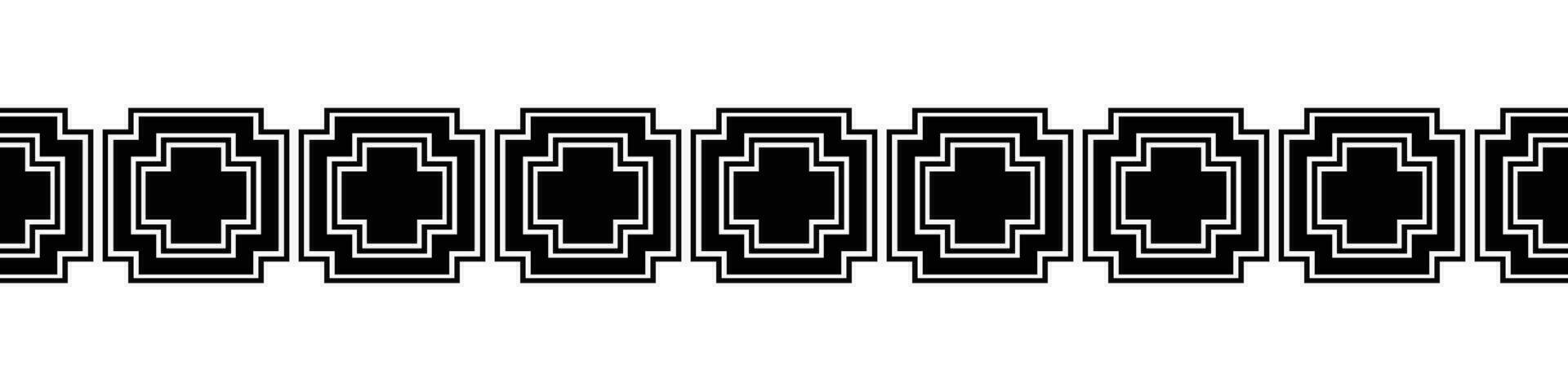 negro borde. azteca tribal sin costura modelo en negro y blanco. resumen étnico geométrico Arte impresión diseño para textil plantilla, tela, alfombra, ornamento, fondo de pantalla, fondo, alfombra. vector