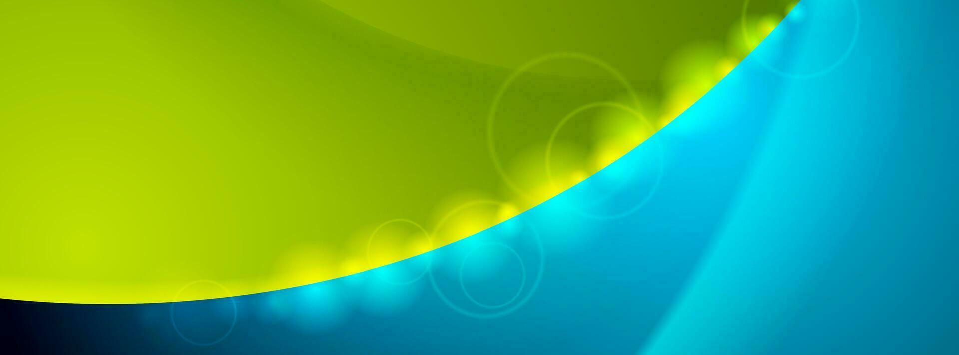 Blue green abstract shiny waves background vector