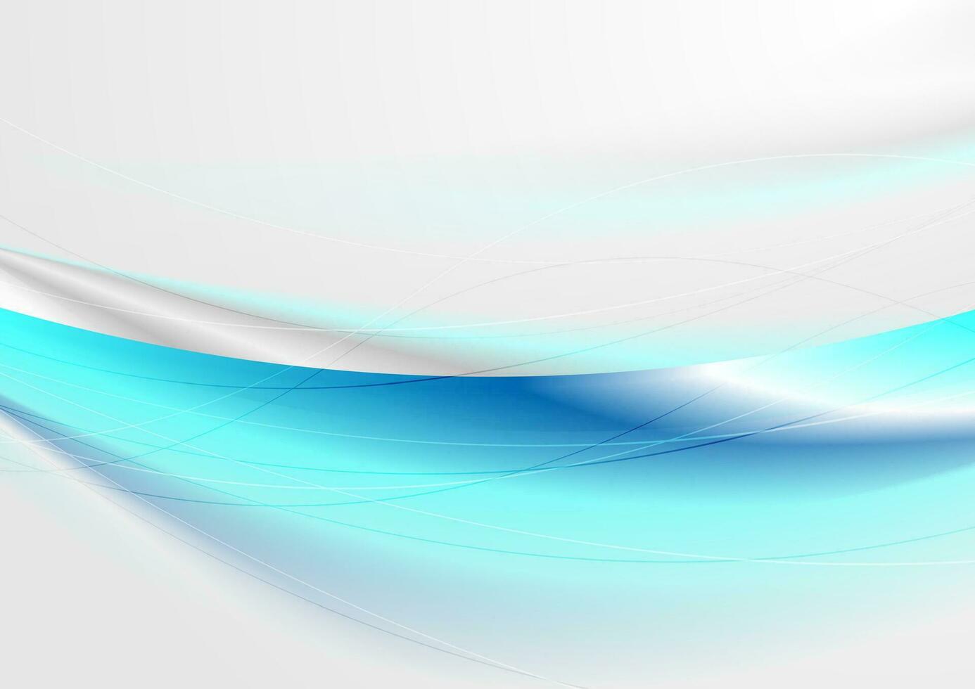 Blue white glossy smooth waves abstract background vector