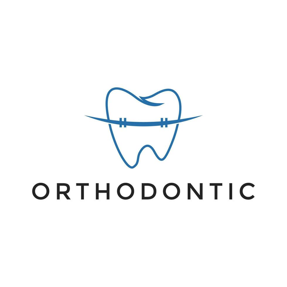 Creative, simple, and modern orthodontic for tooth health and dentist logo design vector