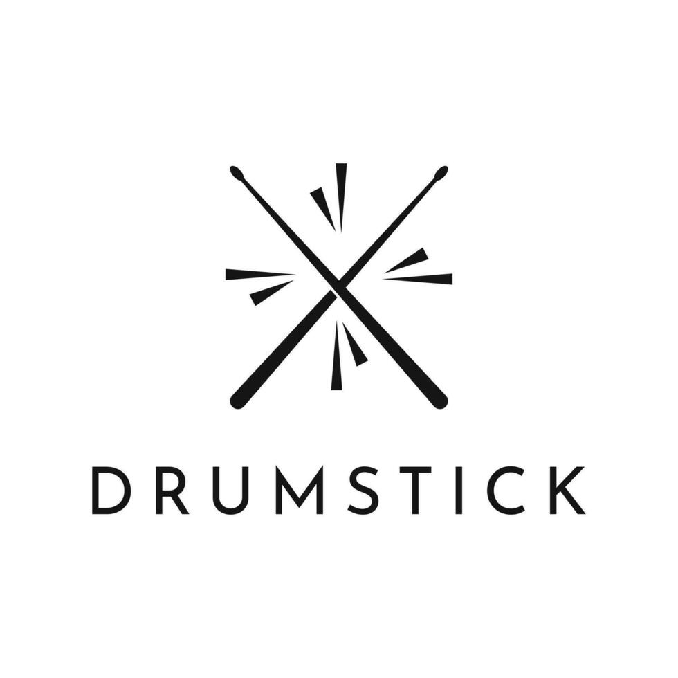 crossed drum stick logo design template vector