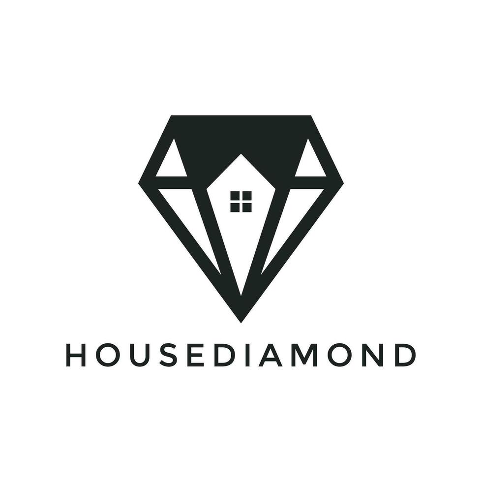 House diamond real estate for logo design concept vector