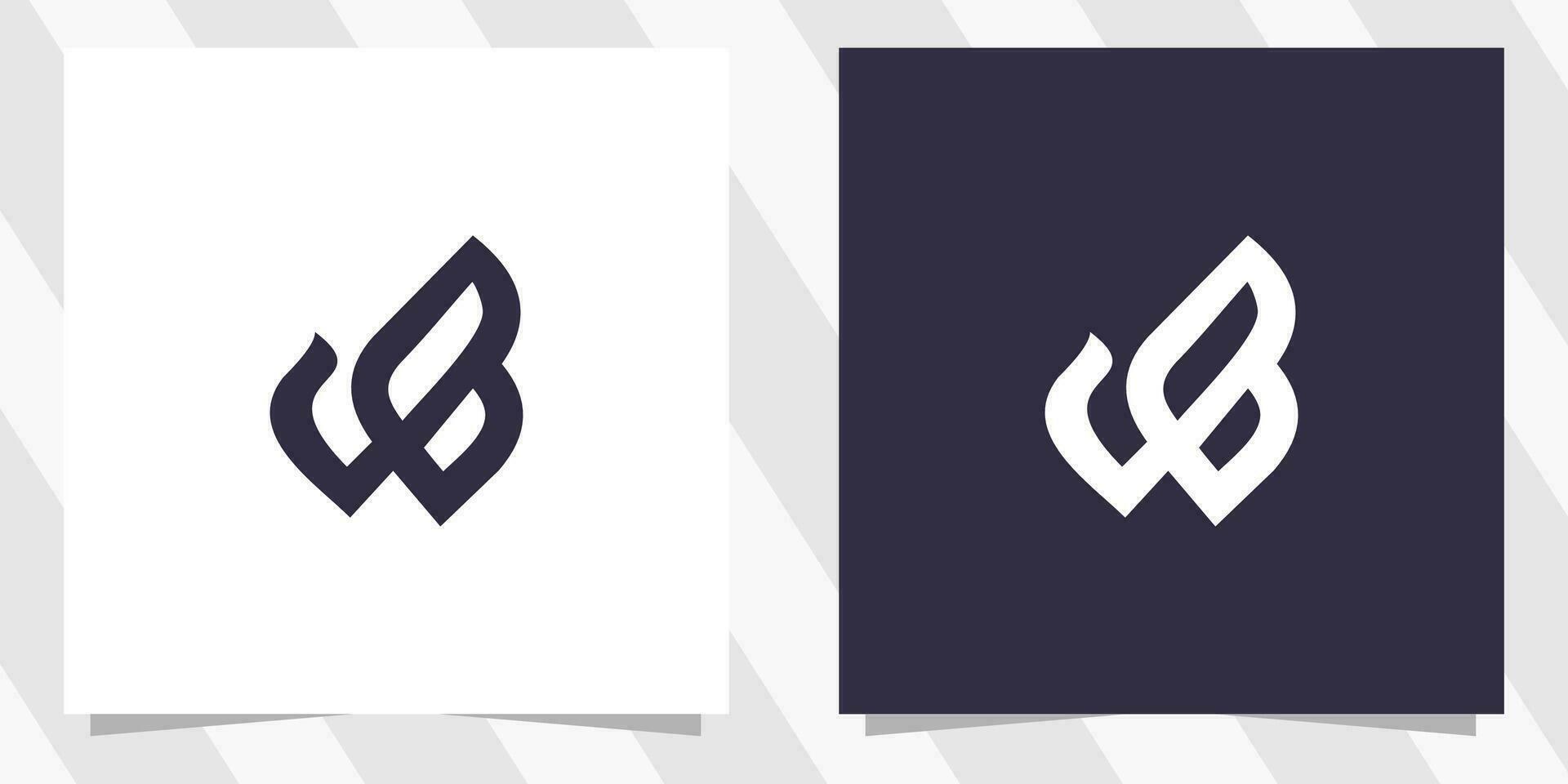 letra wb bw logo diseño vector