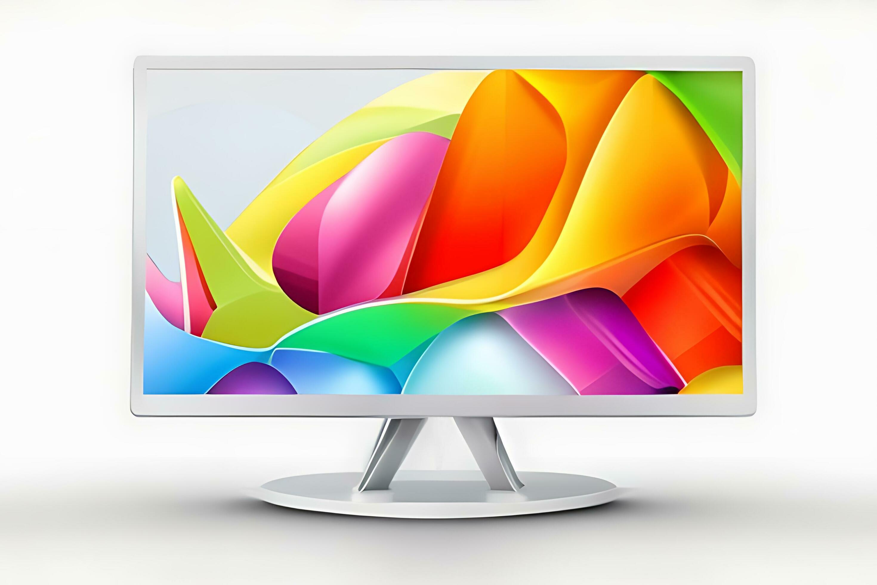 Modern colorful wide and square desktop computer monitor screen. AI