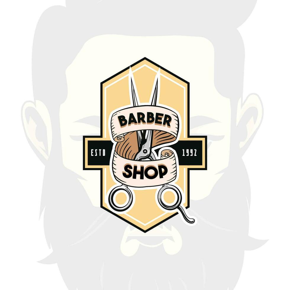 vintage barbershop emblems, labels, badges, logos. Layered. Text is on separate layer. Isolated on white background vector