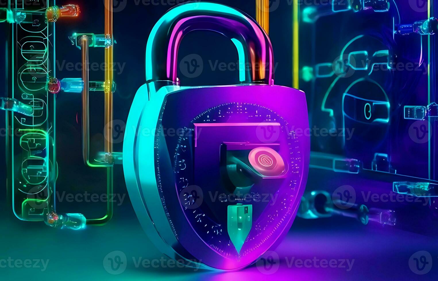 Communication technology and cyber security Background with generative AI photo